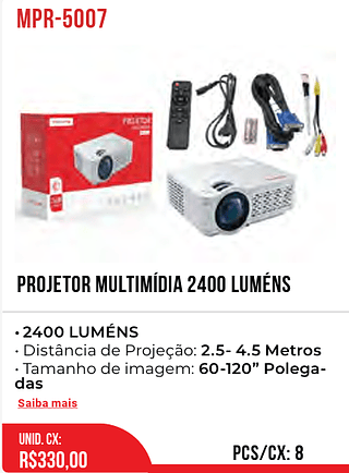 PROJETOR MULTIMÍDIA 2400 LUMÉNS 8pç=330$