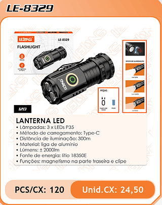 LANTERNA LED 120PÇ=24,5$