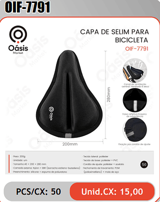 BICICLETA CAPA DE SELIM PARA PCS/CX: 50 Unid.CX: 15,00