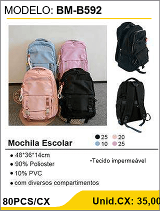 Mochila Escolar 80PCS/CX Unid.CX: 35,00