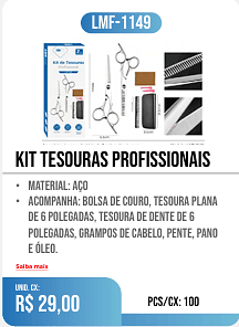 kit tesouras profissionais PCS/CX: 100 UNID. CX: r$ 29,00
