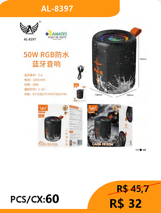 CAIXA DE SOM PCS/CX:60 R$ 32