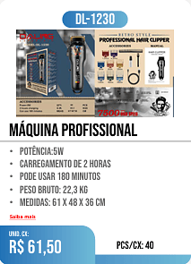 máquina profissional PCS/CX: 40 UNID. CX: r$ 61,50