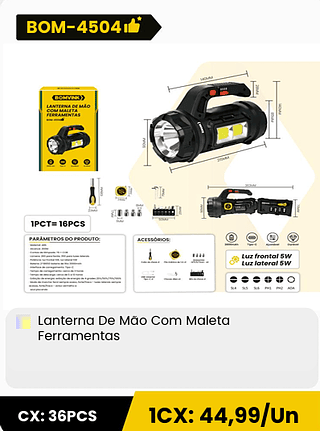Lanterna De Mao Com Maleta Ferramentas CX: 36PCS 1CX: 44,99/Un