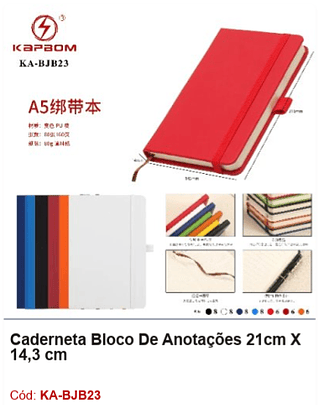 Caderneta Bloco De Anotações 21cm X 14,3 cm R$ 13,5 PCS/CX: 50