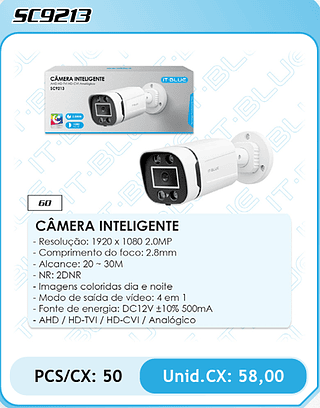 CÂMERA INTELIGENTE PCS/CX: 50 Unid.CX: 58,00