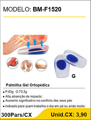 Palmilha Gel Ortopédica 300Pars/CX Unid.CX: 3,90