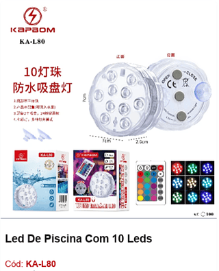 Led De Piscina Com 10 Leds R$ 10,8 PCS/CX: 100
