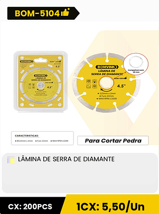 LÂMINA DE SERRA DE DIAMANTE CX: 200PCS 1CX: 5,50/Un