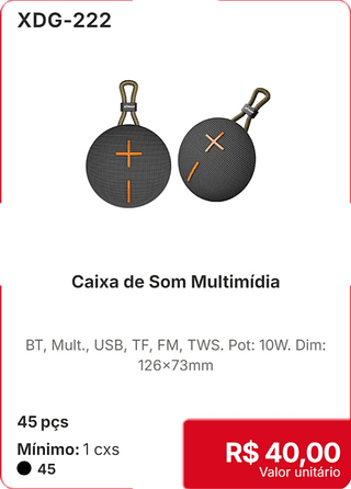 Caixa de Som Multimídia 45 pçs R$ 40,00