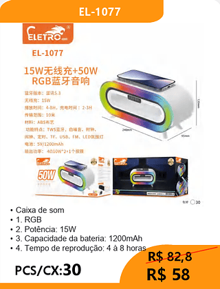 CAIXA DE SOM PCS/CX:30 R$58