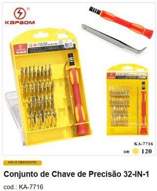 Conjunto de Chave de Precisão 32-IN-1 R$ 9,45 PC/CX:120