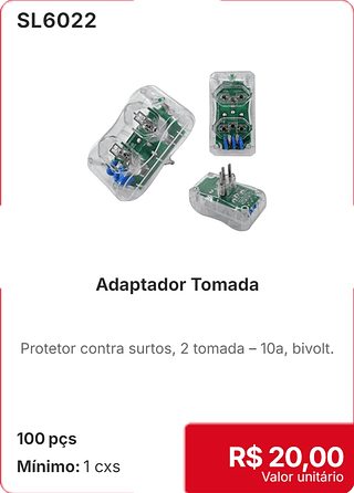 Adaptador Tomada 100 pçs R$ 20,00
