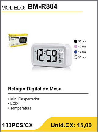 Relógio Digital de Mesa 100PCS/CX Unid.CX: 15,00