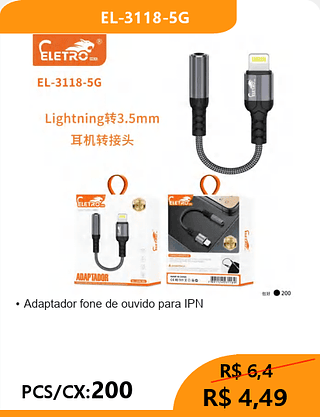 Adaptador fone de ouvido para IPN PCS/CX:200 R$4,49