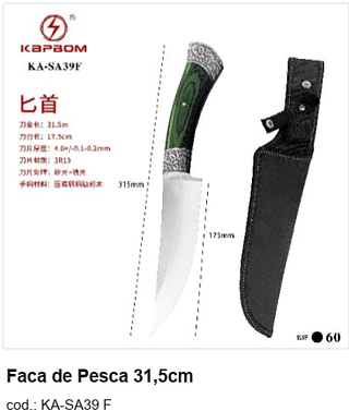 Faca de Pesca 31,5cm R$ 35,1 PC/CX:60