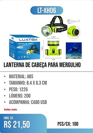 lanterna de cabeça para mergulho 100pç=21,50$