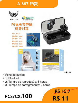 FONE BLUETOOTH PCS/CX:100 R$11