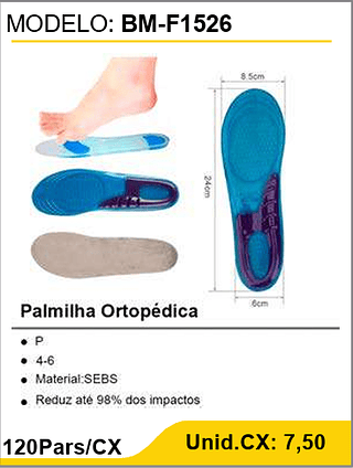 Palmilha Ortopédica 120Pars/CX Unid.CX: 7,50