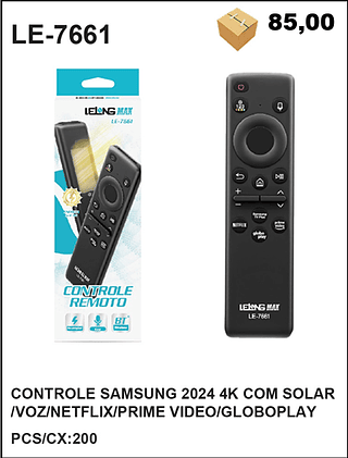 CONTROLE SAMSUNG 2024 4K COM SOLAR /VOZ/NETFLIX/PRIME VIDEO/GLOBOPLAY 200PÇ=85$