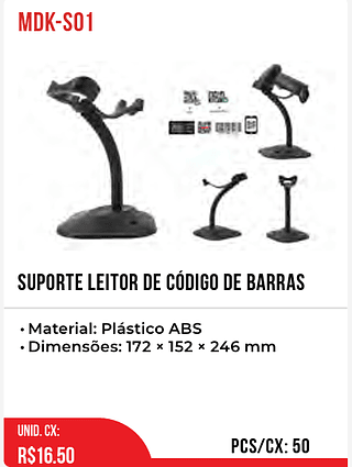 Suporte Leitor De Código De Barras 50pç=16,5$