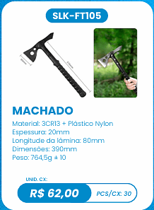 MACHADO UNID. CX: R$ 62,00 PCS/CX: 30