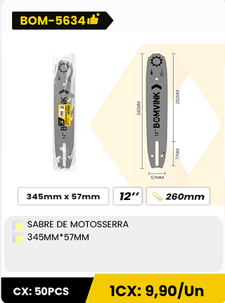 SABRE DE MOTOSSERRA 345MM*57MM CX: 50PCS 1CX: 9,90/Un