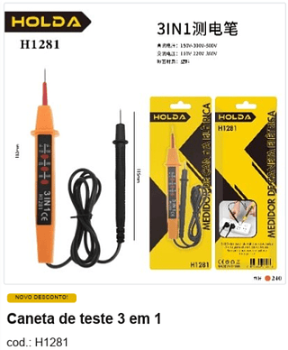 Caneta de teste 3 em 1 R$ 8,1 PC/CX:240