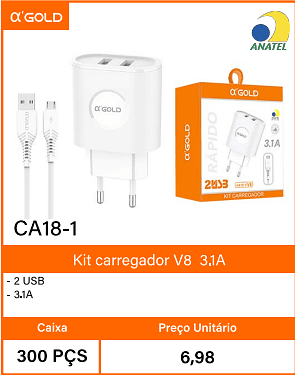 Kit carregador V83.1A - Caixa 300 PCS Preco Unitario 6,98