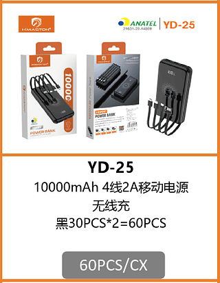 POWER BANK 10000mAh 60PCS/CX R$:50,29