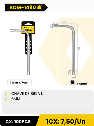 CHAVE DE BIELA L 6MM CX: 100PCS ICX: 7,50/Un