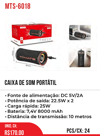 CAIXA DE SOM PORTÁTIL 24pç=170$