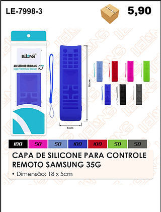 CAPA DE SILICONE PARA CONTROLE REMOTO SAMSUNG 35G 500PÇ=5,9$