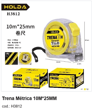Trena Métrica 10M*25MM R$ 11,7 PC/CX:72