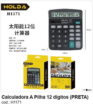 Calculadora A Pilha 12 dígitos R$ 10,8 PC/CX:120