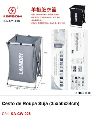 Cesto de Roupa Suja (35x50x34cm) R$ 40,5 PCS/CX:45