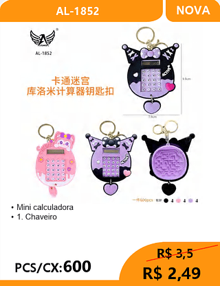 Mini Calculadora PCS/CX:600 R$2,49