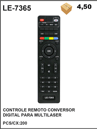 CONTROLE REMOTO CONVERSOR DIGITAL PARA MULTILASER 200pç=4,5$