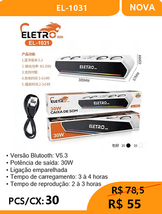 CAIXA DE SOM PCS/CX:30 R$55
