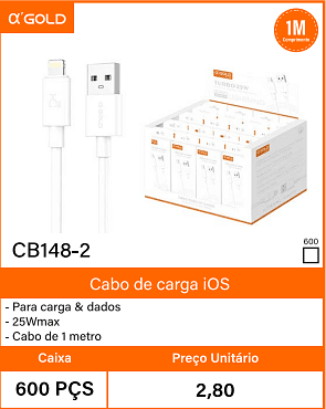Cabo de carga iOS - Caixa 600 PCS Preco Unitario 2,80
