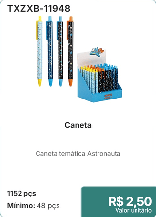 Caneta 1152 pçs R$ 2.50