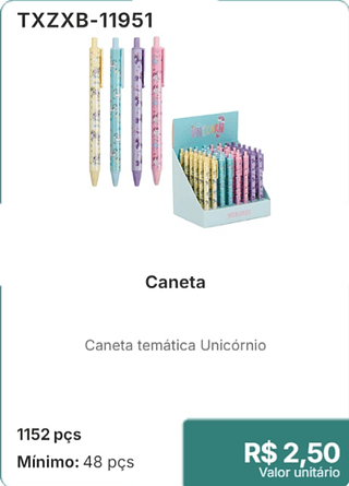 Caneta 1152 pcs R$ 2,50
