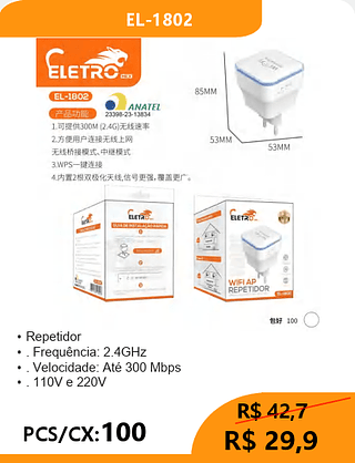 Repetidor PCS/CX:100 R$29,9