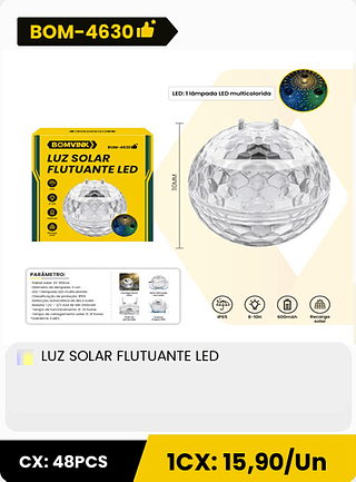 LUZ SOLAR FLUTUANTE LED CX: 48PCS 1CX: 15,90/Un