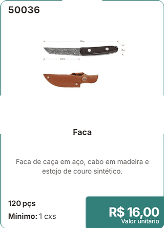 Faca 120 pcs R$ 16.00