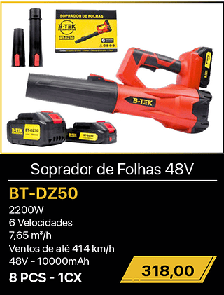 Soprador de Folhas 48V 8PCS R$318,00