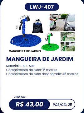 MANGUEIRA DE JARDIM UNID. CX: R$ 43,00 PCS/CX: 25