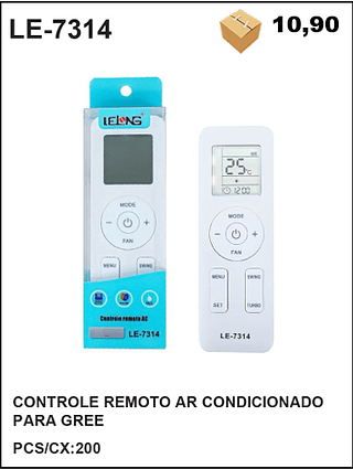 CONTROLE REMOTO AR CONDICIONADO PARA GREE 200PÇ=10,9$
