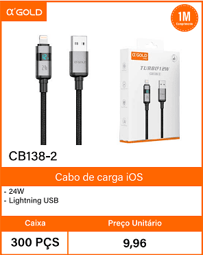Cabo de carga iOS Caixa 300 PCS Preco Unitario 9,96