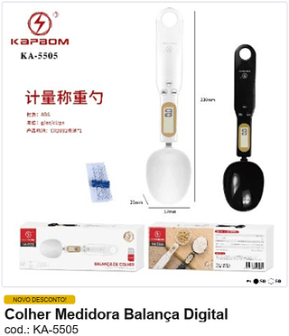 Colher Medidora Balança Digital R$ 14,4 PC/CX:100
